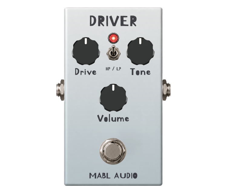 A pedal built in Pedal Builder, with Drive, Tone and Volume controls